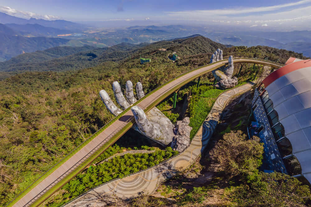 Golden Bridge in Ba Na Hills from above