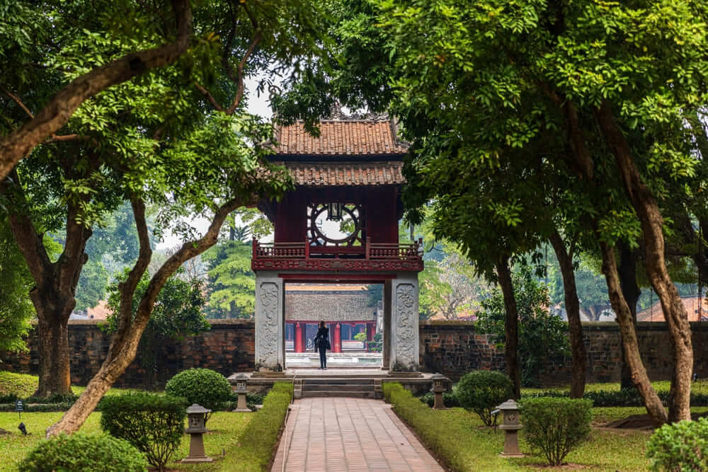 khue van pavilion front temple hanoi