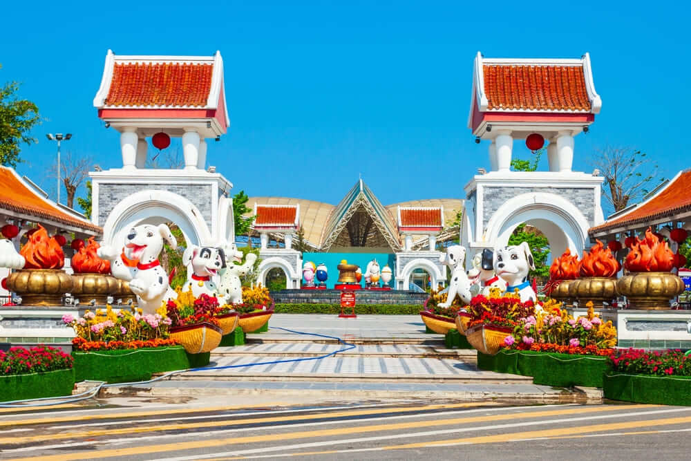 Colorful decorations at Asia Park entrance